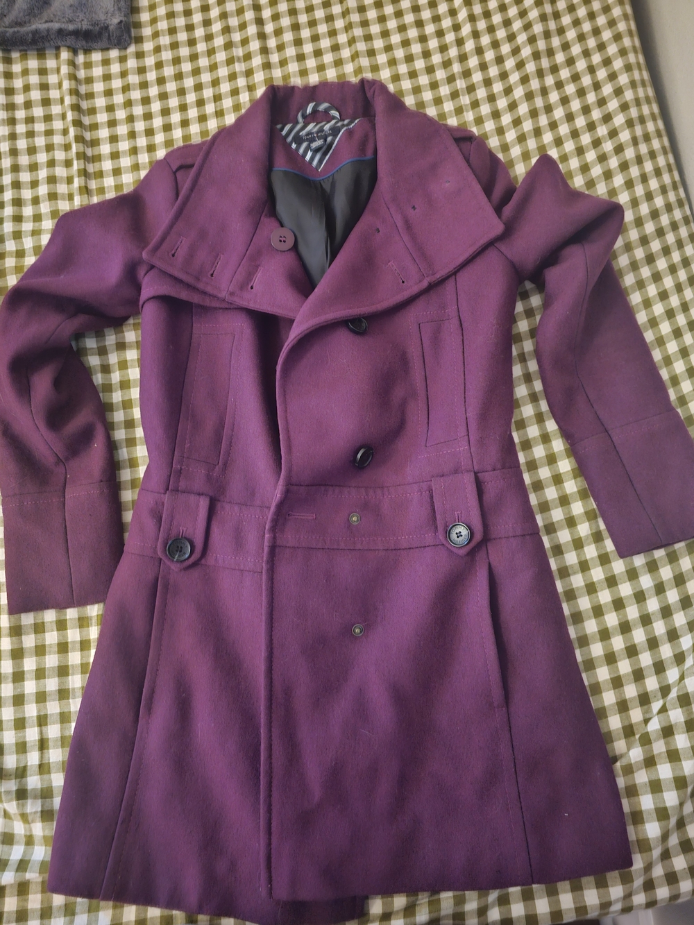 Tommy Hilfiger Purple Double-Breasted Trench Coat